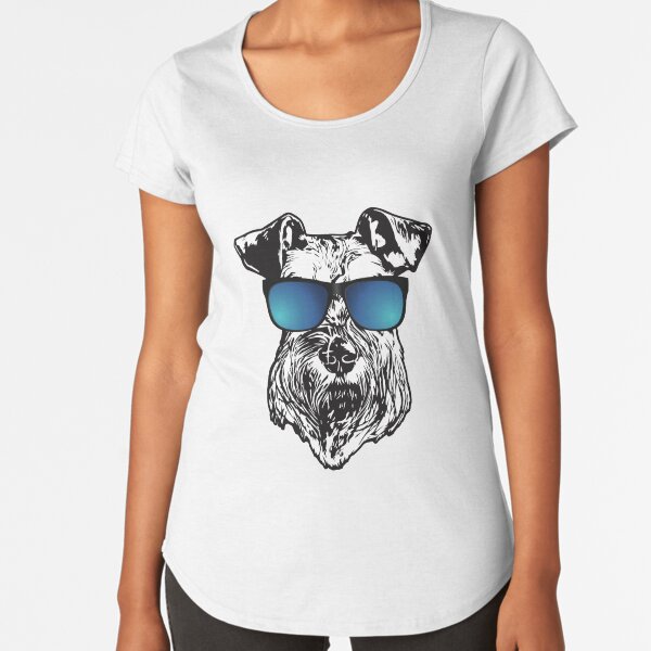 Schnauzer With Cool Blue Sunglasses Premium Scoop T-Shirt