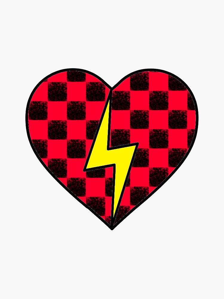"checkered lightning bolt heart" Sticker for Sale by KaylaH22 Redbubble