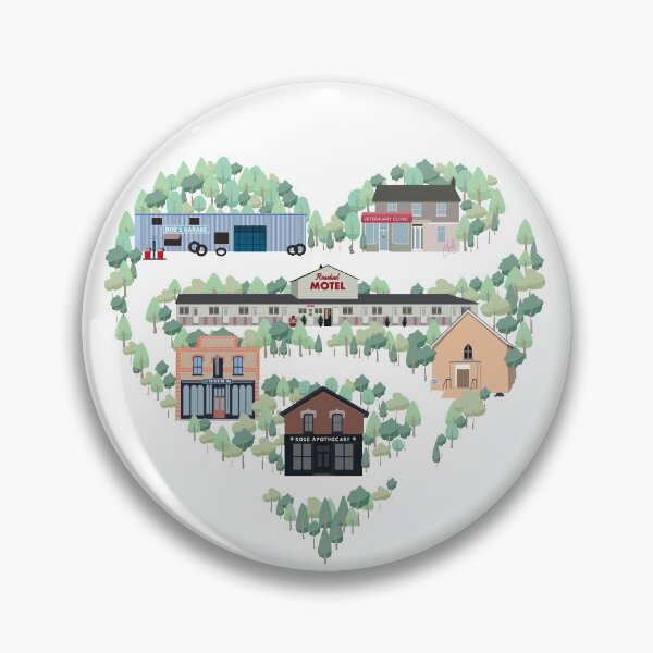 Item preview, I Love the Town of Schitt's Creek, where everyone fits in. From the Rosebud Motel to Rose Apothecary, a drawing of the Schitt's Creek Buildings designed and sold by The-Goods.