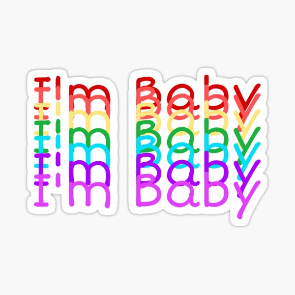 “I’m Baby” Rainbow Repeating Text Design Sticker