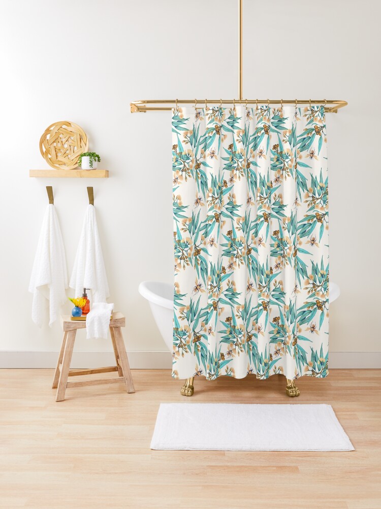 turquoise and gold shower curtain