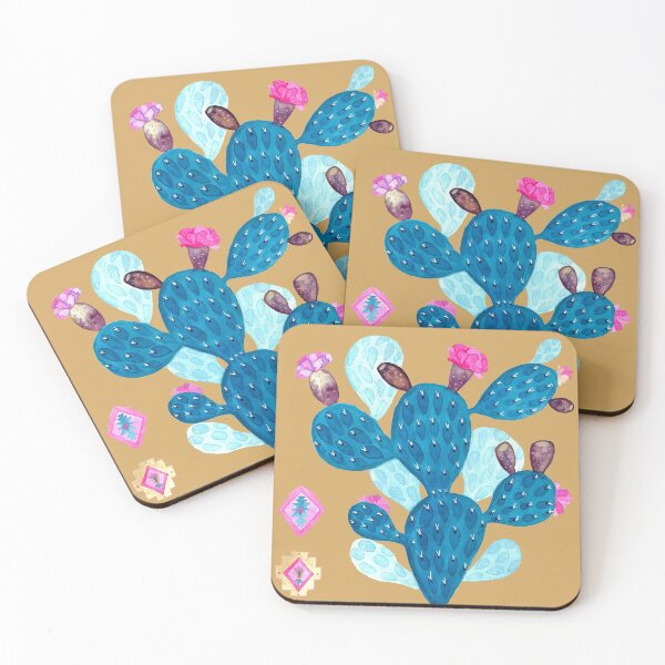 Item preview, Watercolor Mexican cactus with folk flowers aztec tiles designed and sold by CrisBanana.