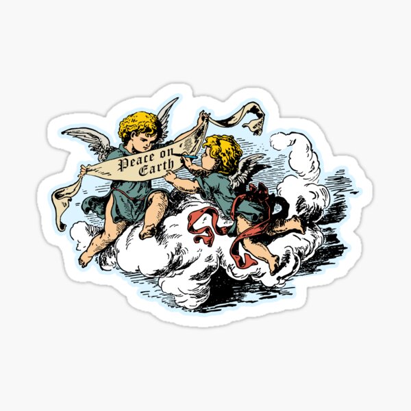Cherubs & Angels Peace on Earth With Clouds Sticker