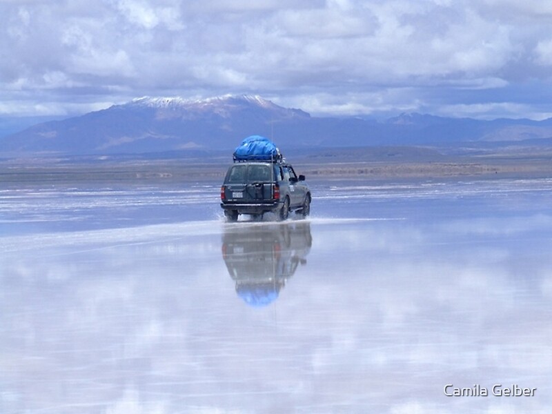 "Jeep reflection on Salar de Uyuni, Bolivia" by Camila Gelber | Redbubble