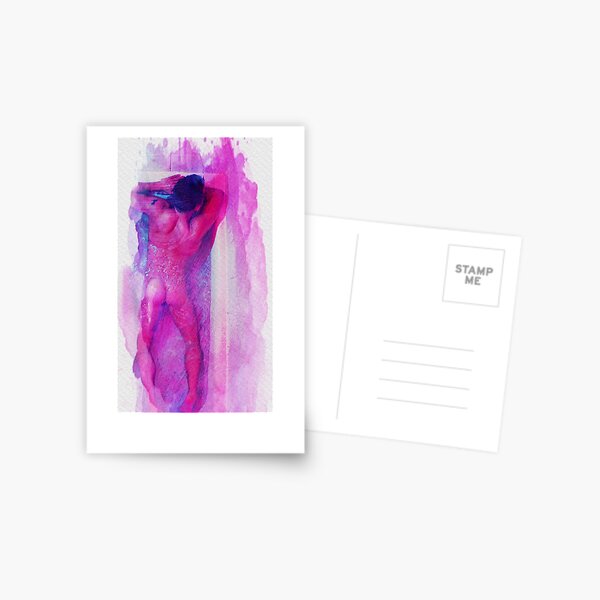 Neon Bath in Watercolors Postcard