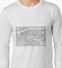 Camiseta de manga larga Vintage Map of NYC and brooklyn (1867)
