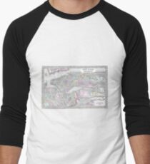 Camiseta ¾ bicolor para hombre Vintage Map of NYC and brooklyn (1867)