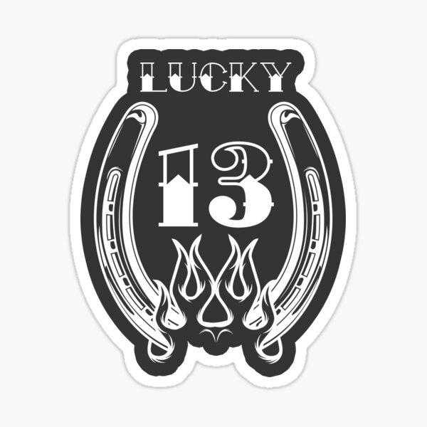 Lucky Horseshoe 13 with Flames Sticker