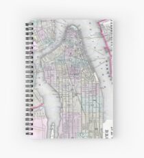 Cuaderno de espiral Vintage Map of NYC and brooklyn (1867)