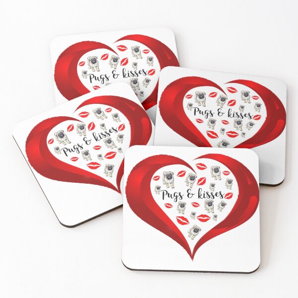 Item preview,  dog lovers Pugs and kisses fun caption love heart valentines day designed and sold by Julieford.