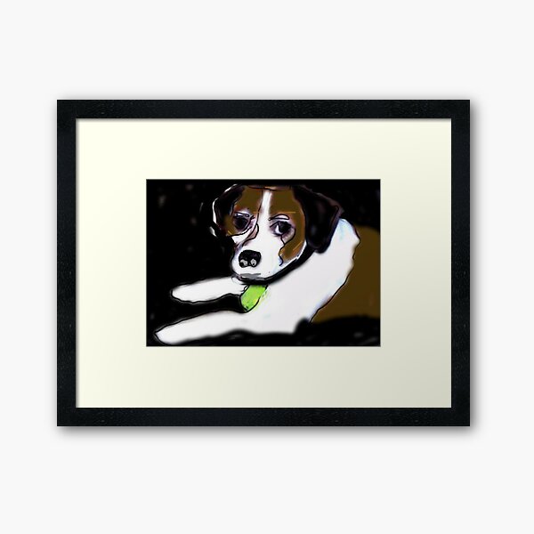 Dog With Ball  Framed Art Print