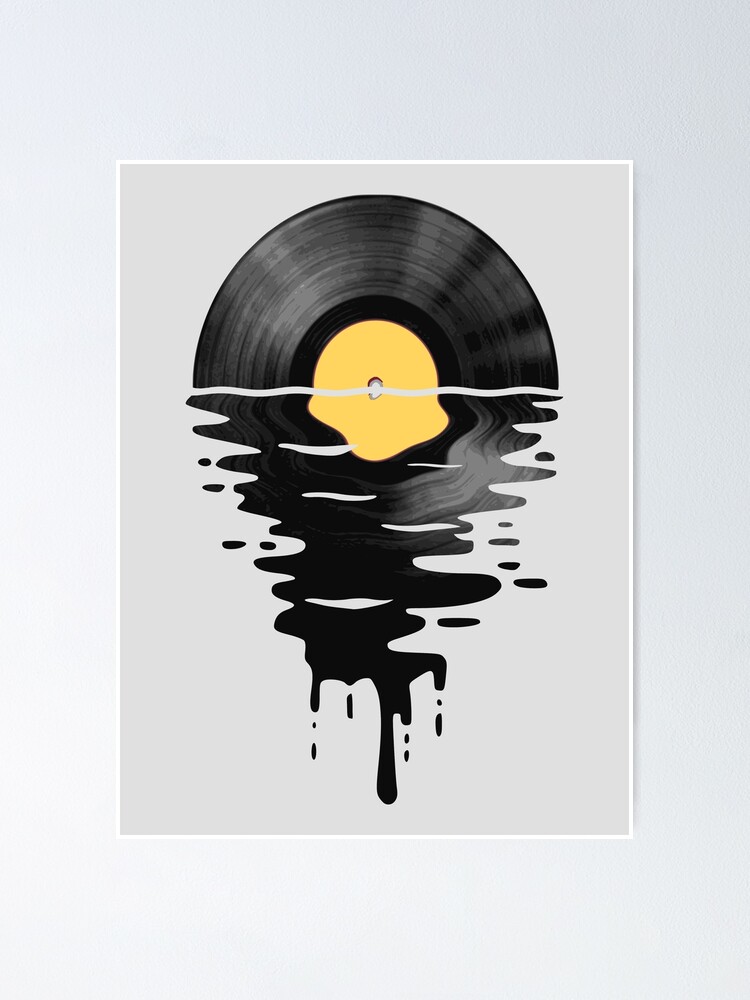 Thumbnail 2 of 3, Poster, Music Vinyl Cool Sunset Yellow designed and sold by idaspark.