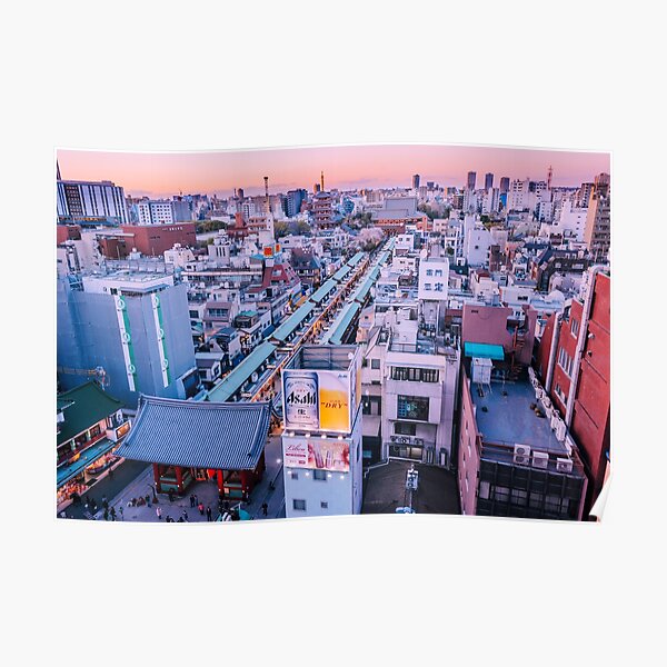 Tokyo - Panorama du Senso-ji au crépuscule Poster