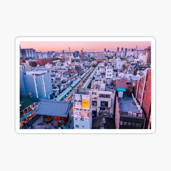 Tokyo - Panorama du Senso-ji au crépuscule Sticker