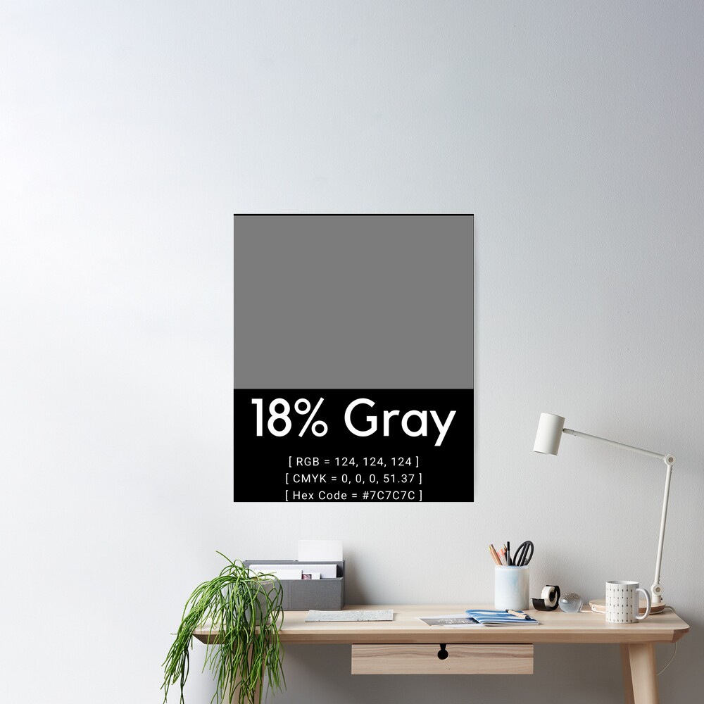 18% Gray Photography RGB CMYK Hex Code White Text | Poster