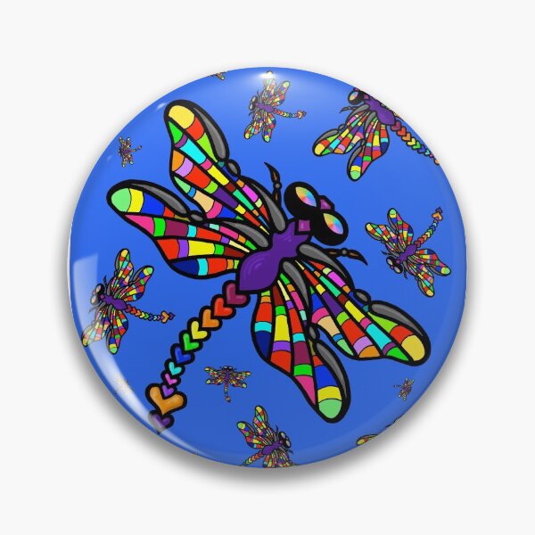 Item preview, Colourful Dragonflies. The original multi-coloured Dragonflyght! - on Blue. by Amanda M Lucas designed and sold by Amanda Lucas.