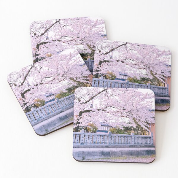 Japon - Cerisier en fleur à Toyama Dessous de verre (lot de 4)