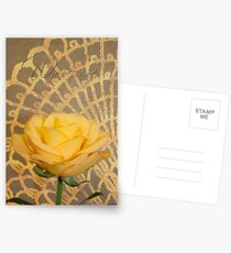 With Thanks Card - Yellow Rose On Lace Background Postcards