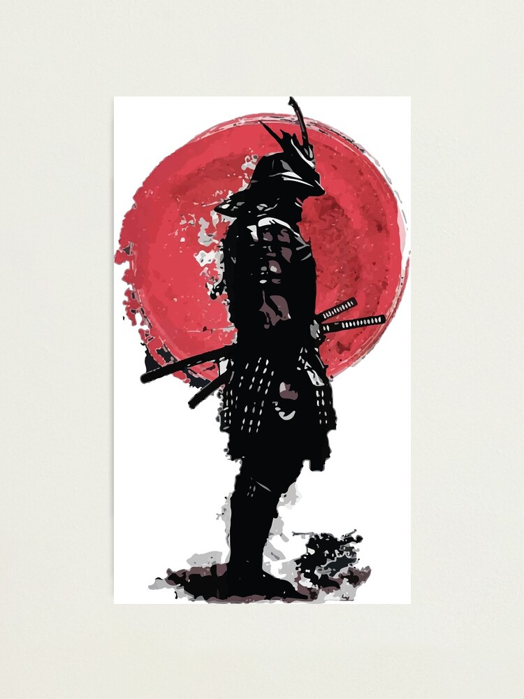 KAIZEN Japanese Samurai warrior red Moon