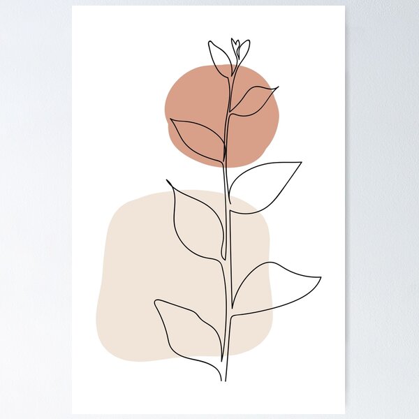 Item preview, Sun and Leaves - Modern Minimal Line Drawing Botanical Line Art Mid-century Modern Minimal Decor designed and sold by GraphicBicycle.
