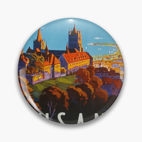 Item preview, Lausanne Ouchy vintage travel poster designed and sold by stickart-marek.