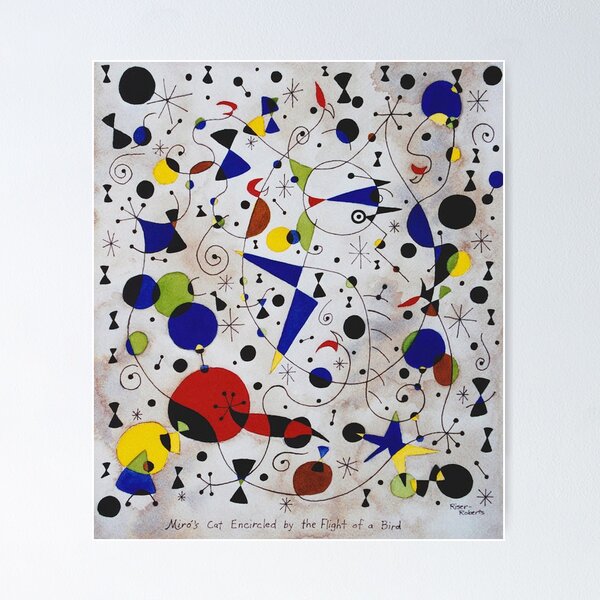 Aperçu de l'œuvre Joan Miro Chat encerclé par le vol d'un oiseau créée et vendue par bettypure.