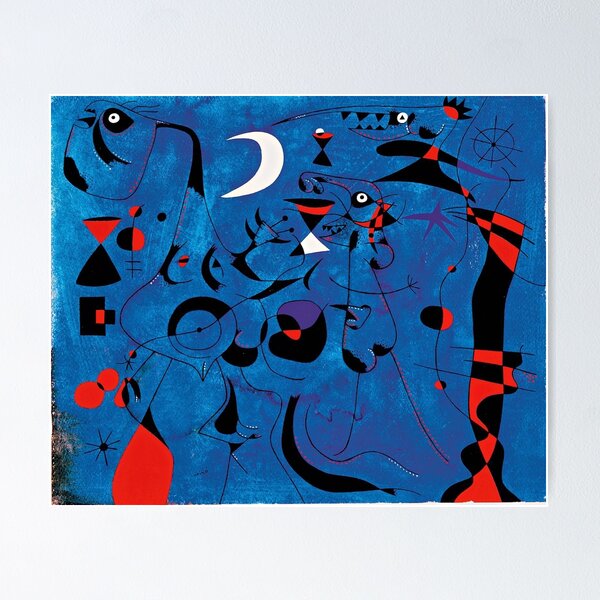 Item preview, Joan Miro Red Shapes on Blue designed and sold by bettypure.