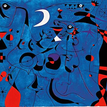 Aperçu de l'œuvre Joan Miro Formes rouges sur bleu de bettypure