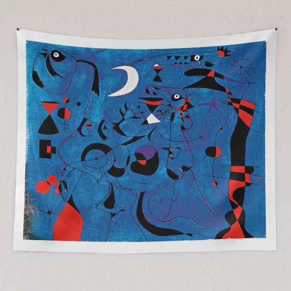 Item preview, Joan Miro Red Shapes on Blue designed and sold by bettypure.
