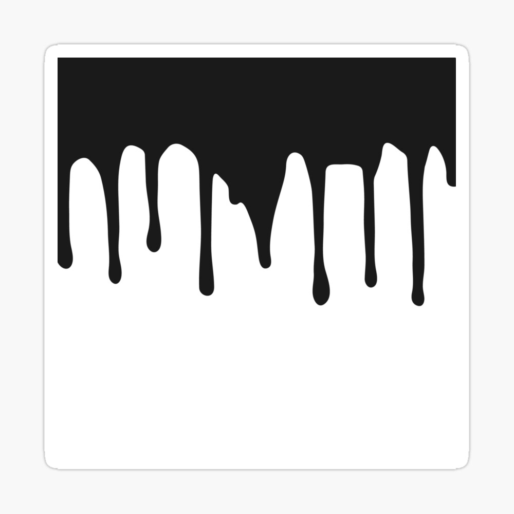 Black paint drips on white background
