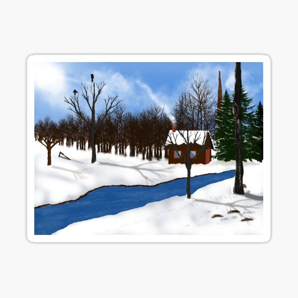Winter Cabin Sticker
