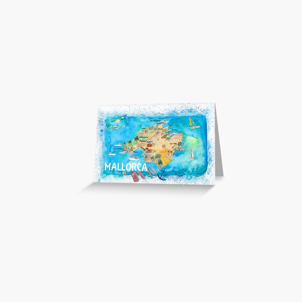 Item preview, Mallorca Spain Illustrated Map with Landmarks and Highlights  designed and sold by artshop77.