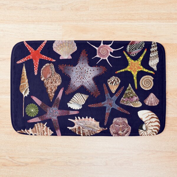 Item preview, SEASHELLS & STARFISH (NAVY BLUE) designed and sold by BEATRIZ ABAITUA.