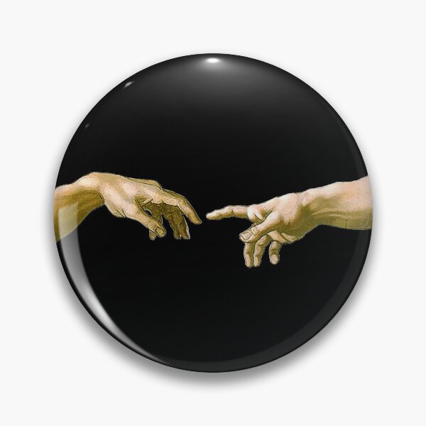 Touch of God, The Creation of Adam, (close up), Michelangelo, 1510, Genesis, Ceiling, Sistine Chapel, Rome, on BLACK. Pin