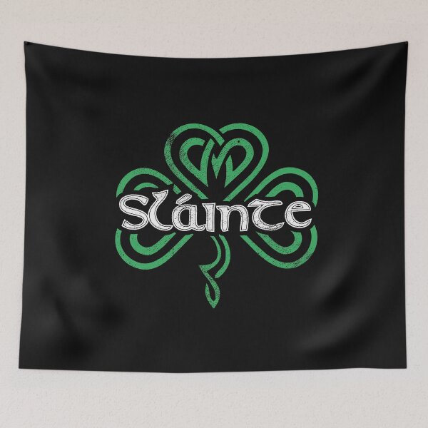 Item preview, Slainte Gaelic Drinking Toast Cheers Good Health Funny St Patricks Day Saying Retro Shamrock Graphic designed and sold by alenaz.