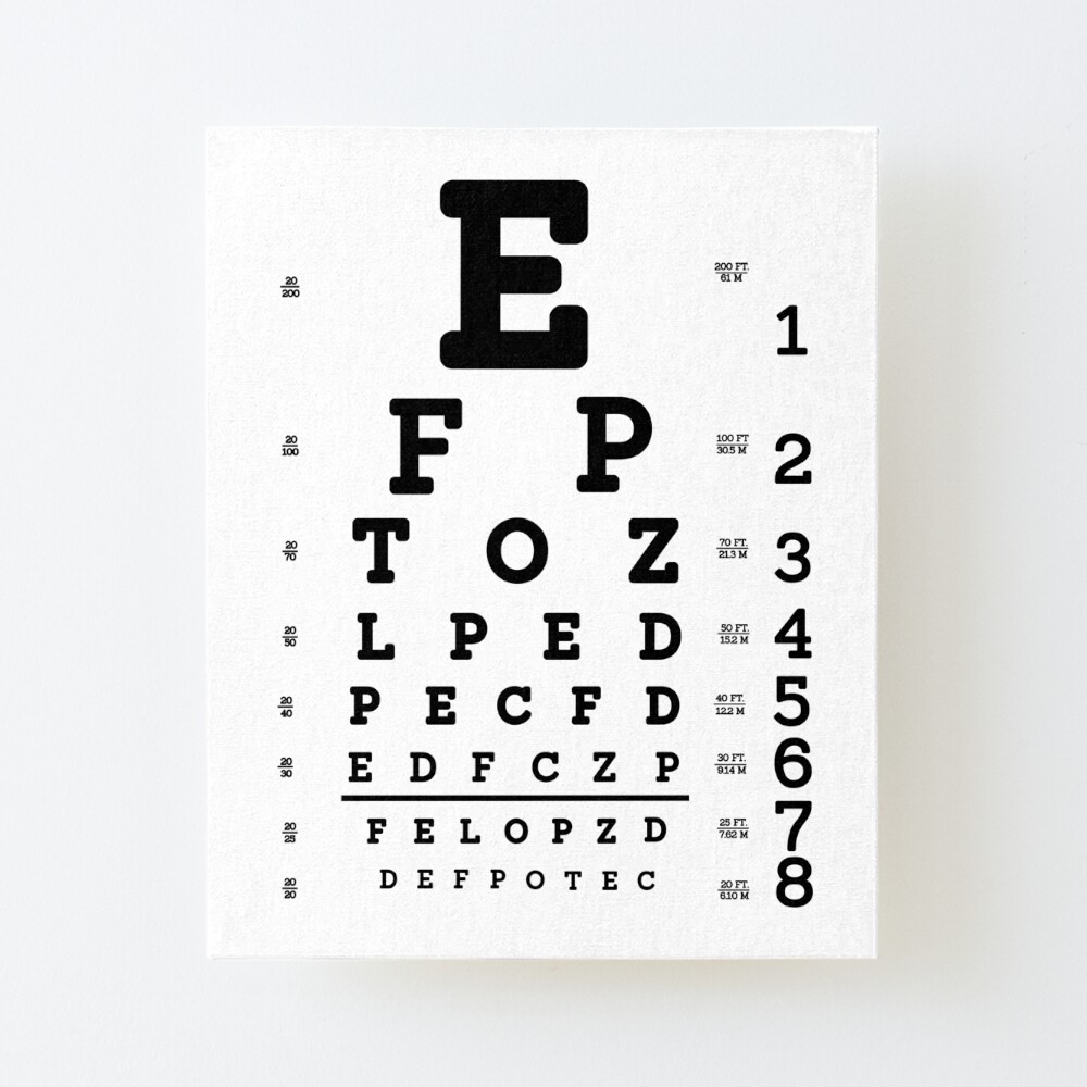 snellen eye chart art board print by allhistory redbubble