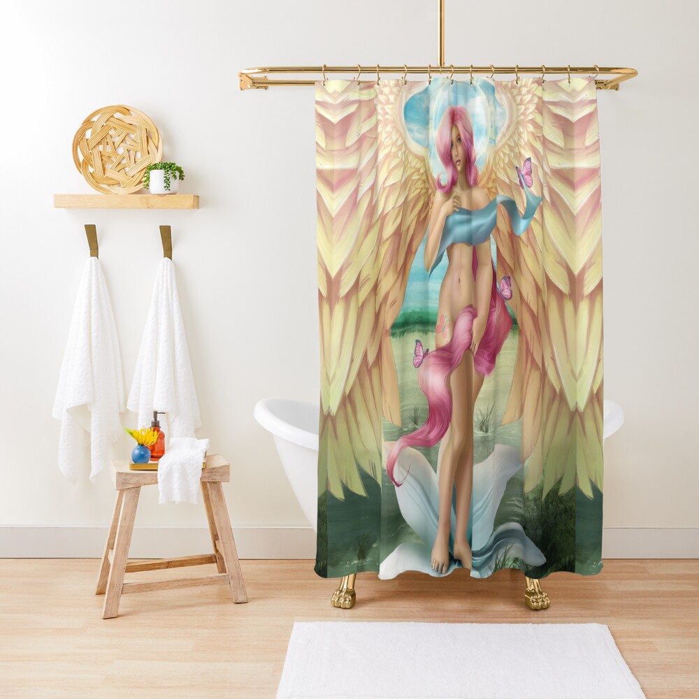 Birth of a Shy Angel Shower Curtain