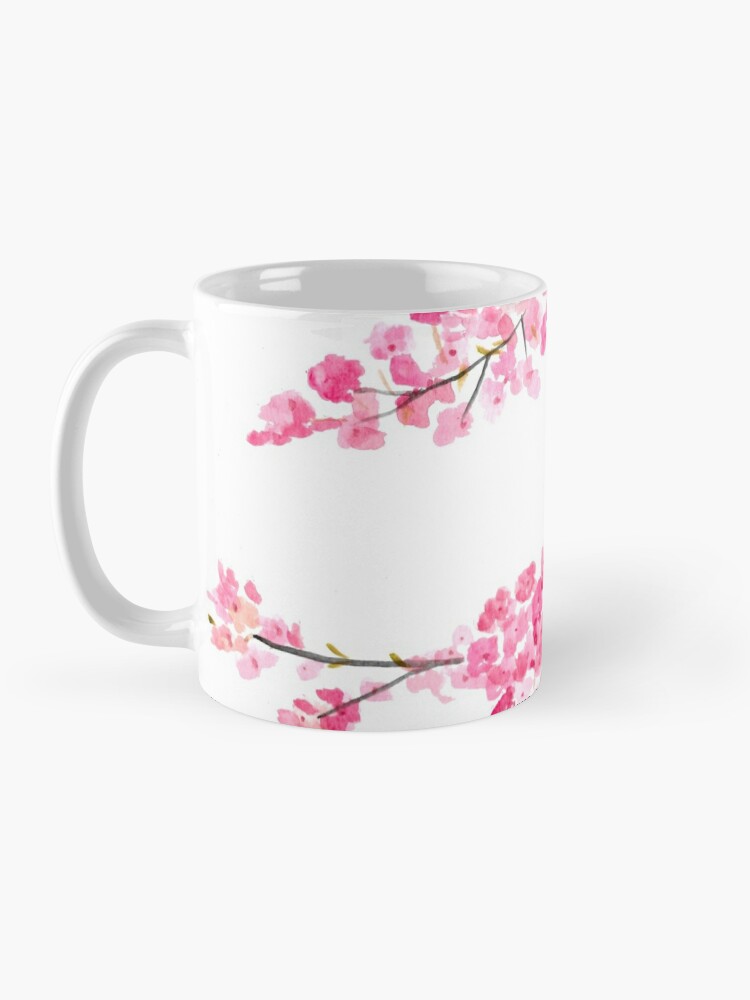 Cherry Blossom Painted Glass Mugs