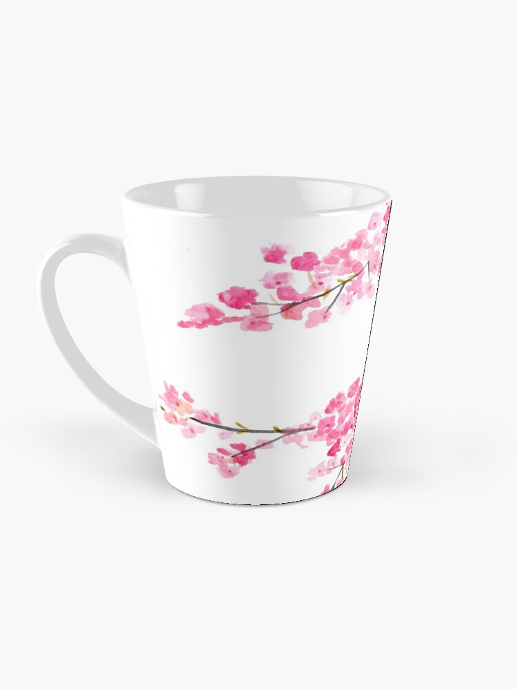 Cherry Blossom Painted Glass Mugs