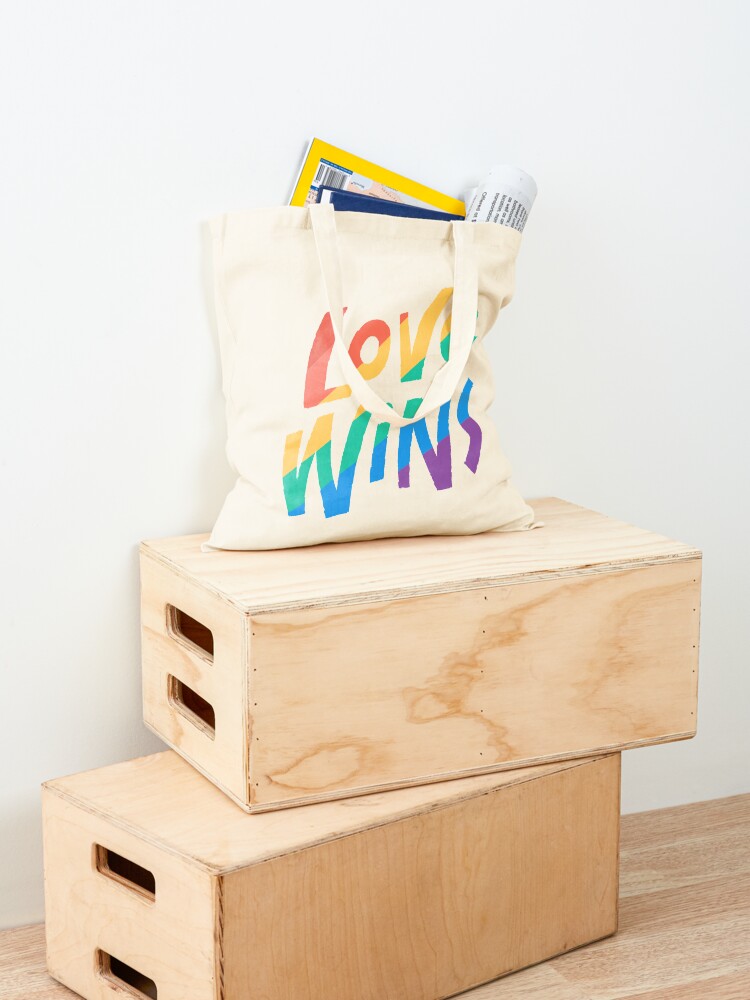 Alternate view of Love Wins Rainbow Lettering Tote Bag