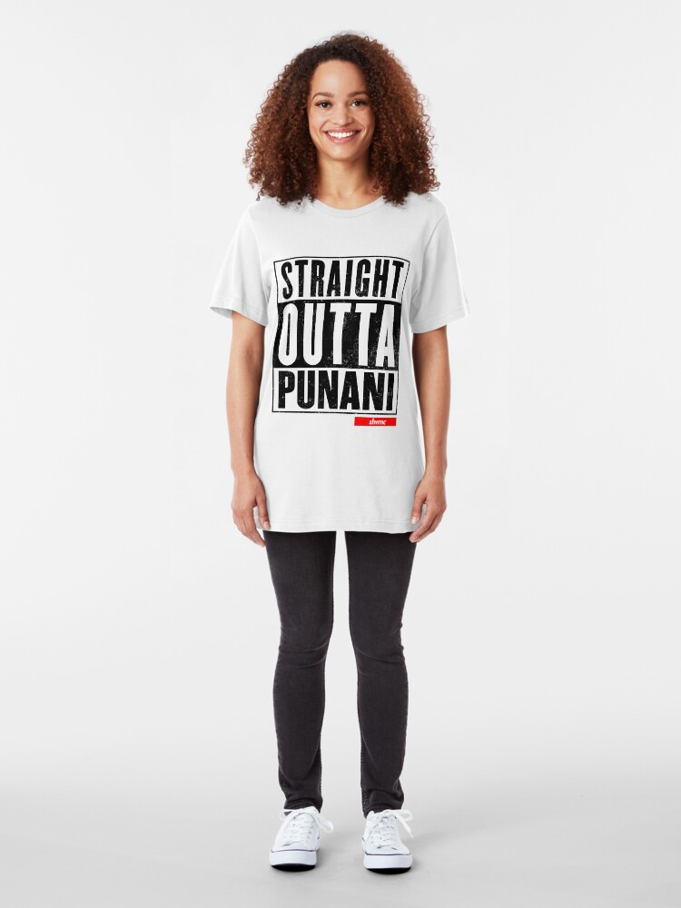 Alternate view of Straight Outta Punani (black) Slim Fit T-Shirt