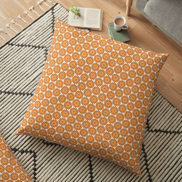 Orange Margeriten im 70s Style Bodenkissen