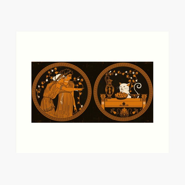 Ancient Greek Vase Cat Meme Art Print