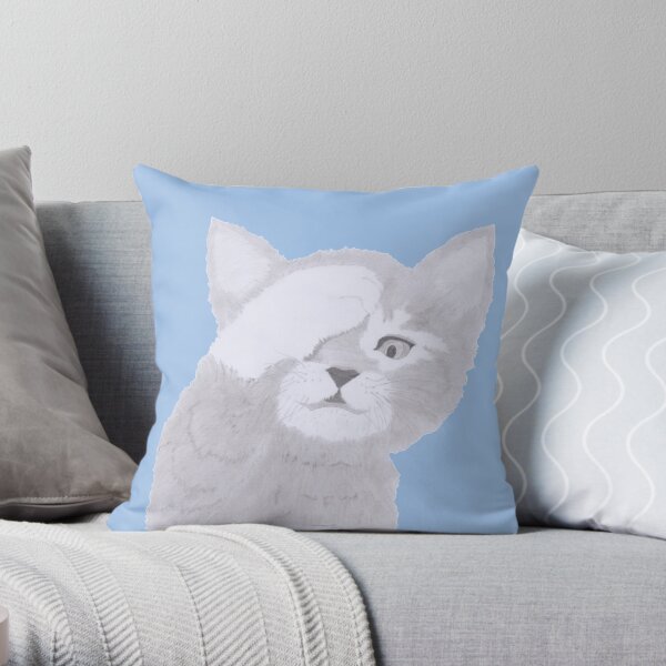 Shy cat Throw Pillow