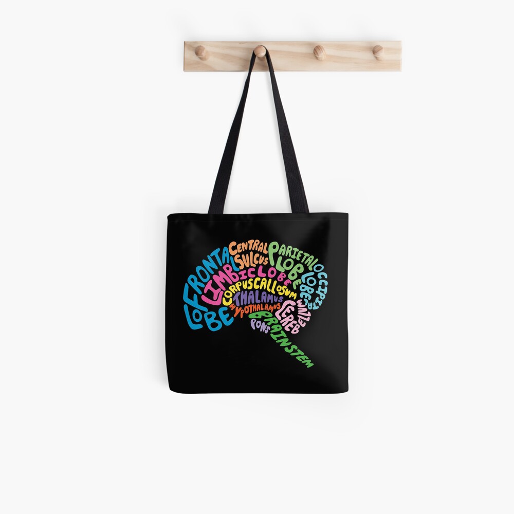 Human Brain Anatomy using Typography Tote Bag