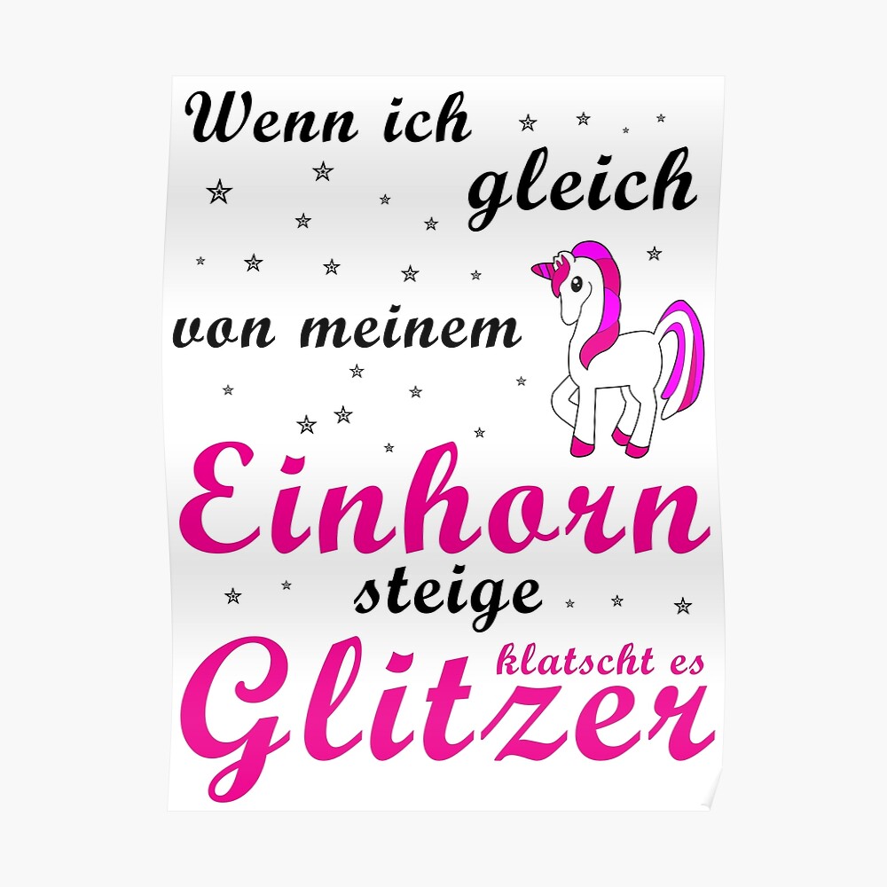 Susses Einhorn Mit Lustigen Spruch Einhorn Glitzer Geschenk Wandbehang Von Designline1 Redbubble