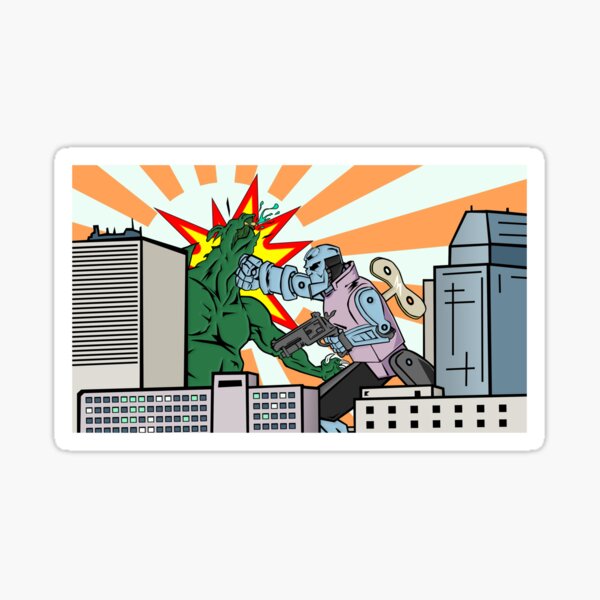 Wind Up Kaiju Fight Sticker