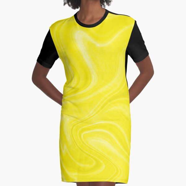 Yellow Swirl Marble Graphic T-Shirt Dress