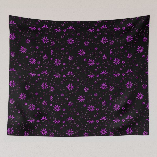 Item preview, Fuschia, Pink Floral Design Print on Black Background designed and sold by MOBpubdesign.