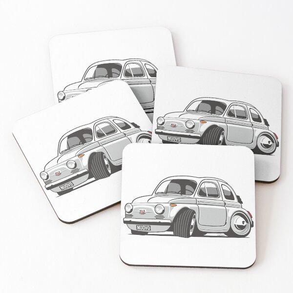 Item preview, Fiat 500 Nuova caricature white designed and sold by car2oonz.